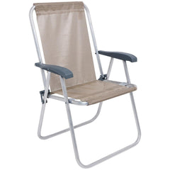 Cadeira de Praia Relax Comfort Alta em Alumínio Capacidade 120kg Bege Bel