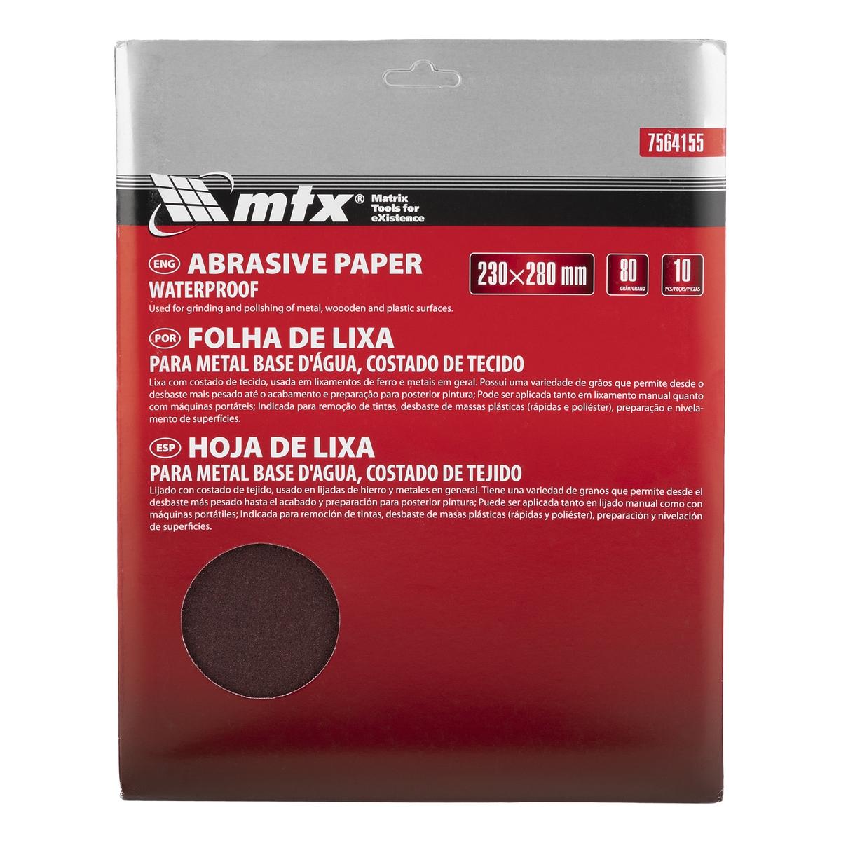 Folha de Lixa Costado de Tecido Grão 80 230x280mm 10 Peças Alta Durabilidade e Versatilidade