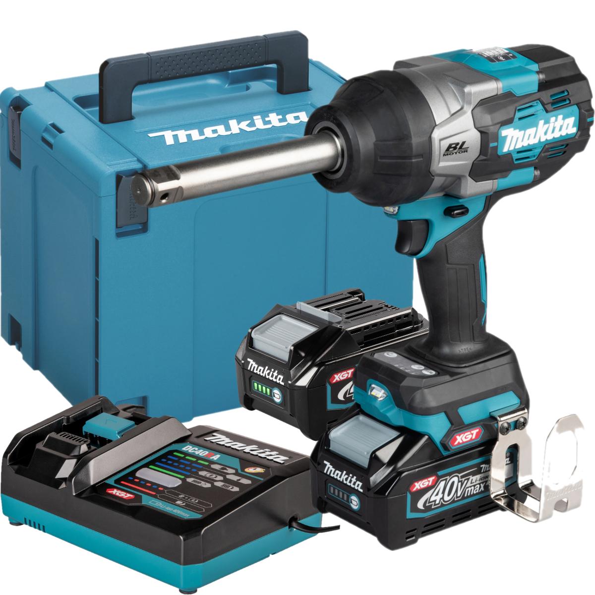 Chave de Impacto Pesada Makita 3/4 Pol a Bateria 40V TW011GM201 XGT 2 Baterias Carregador e Mak-pac