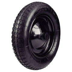 Pneu Com Câmara 3.25/8'' Roda Metálica Tramontina Para Carrinho De Mão Com Bucha Plástica