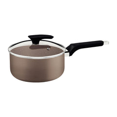 Panela Tramontina Milazzo 20 cm Alumínio Antiaderente Starflon Max Amêndoa Tampa Vidro