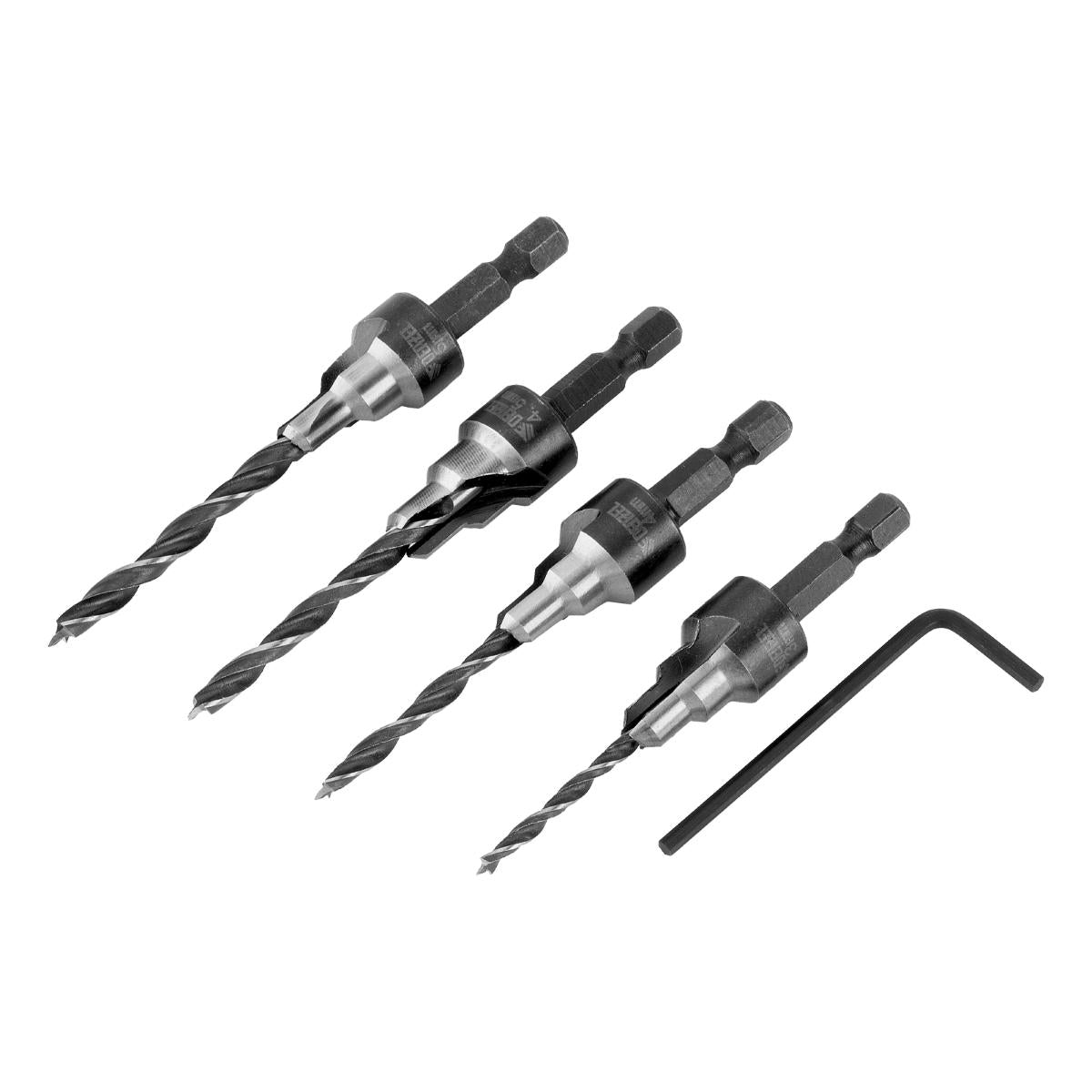 Jogo de Brocas Escareadoras Madeira 3-5mm 4 Peças Denzel