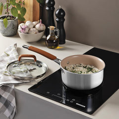 Panela Tramontina Romagna Aço Inox E Alumínio Revestimento Cerâmico Marfim 18 cm 2,25 L Indução