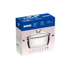 Caçarola Rasa Tramontina Allegra Aço Inox Fundo Triplo 24 Cm 4,2 L Com Tampa De Vidro Indução