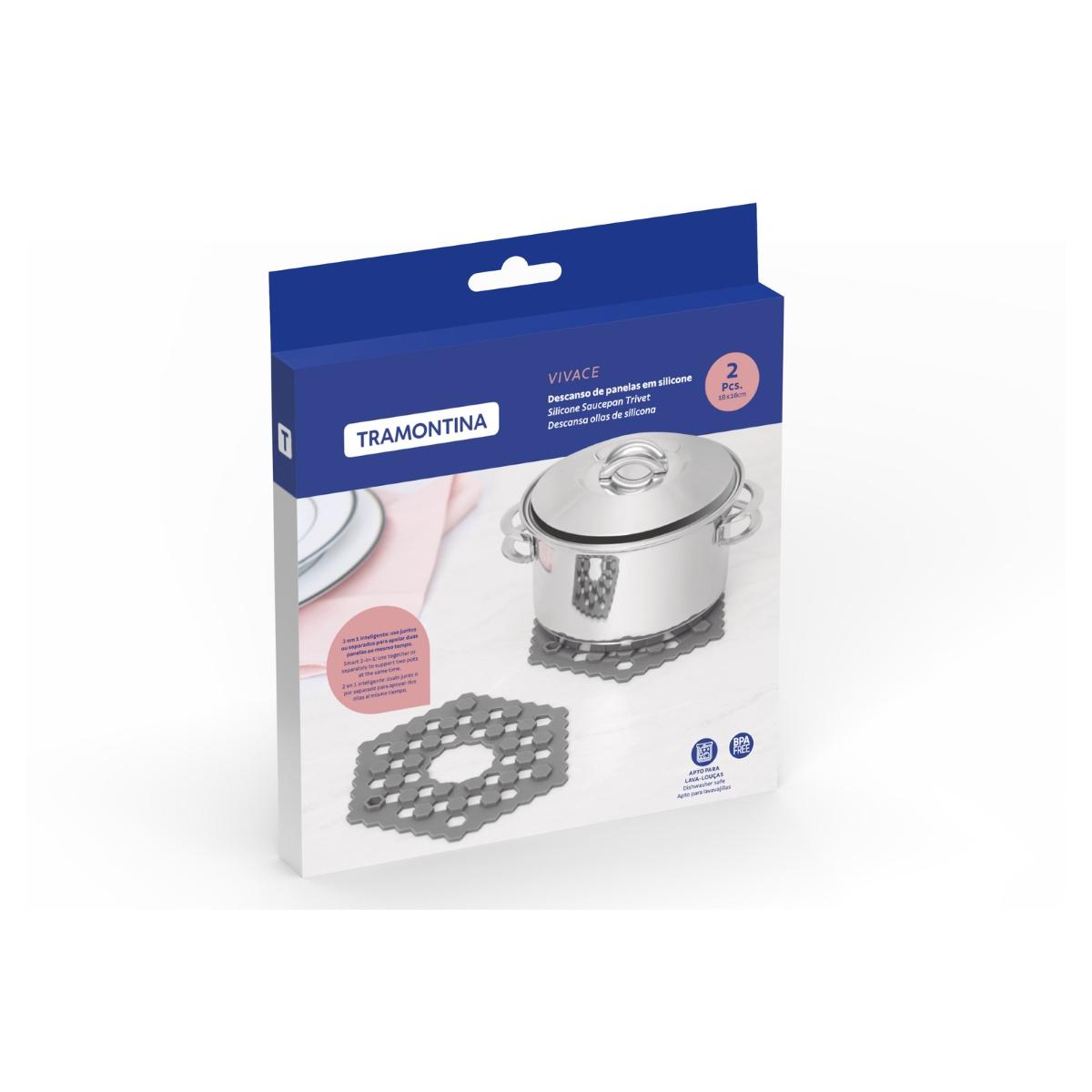 Descanso De Panelas Tramontina Vivace Silicone Hexagonal 18 Cm 2 Peças Resistente Até 180 C