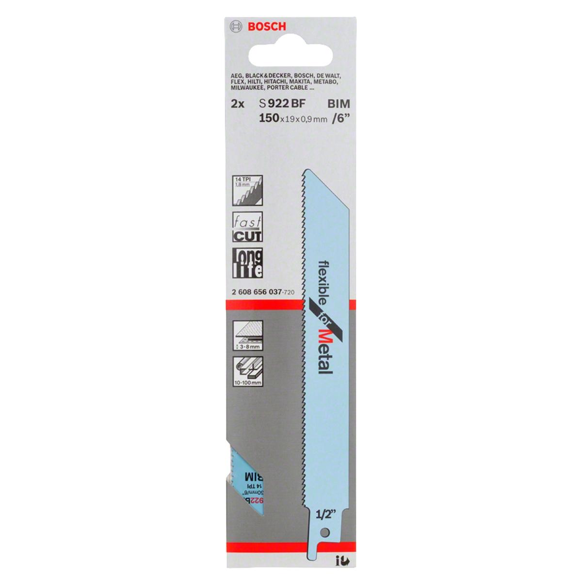 Lâmina Serra Sabre Bosch S922Bf Flexible For Metal 25 Peças