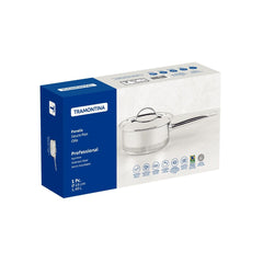 Panela Tramontina Professional Aço Inox 16 Cm 1,4 L Fundo Triplo Com Tampa E Compatível Indução