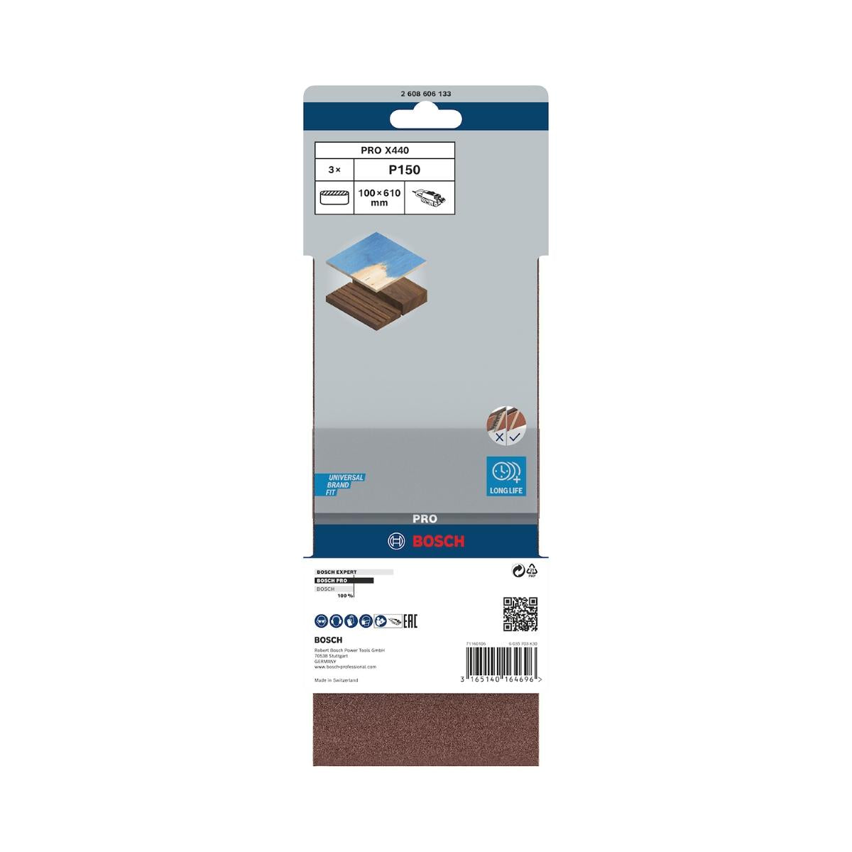 Cinta De Lixa Bosch Pro X440 100X610mm Grano 150 3Un