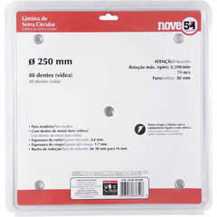 Lâmina de serra circular vídea 250mm 48 dentes Nove54