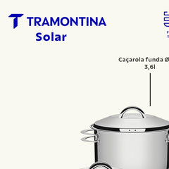 Jogo De Panelas Tramontina Solar Aço Inox Fundo Triplo 4 Peças Indução