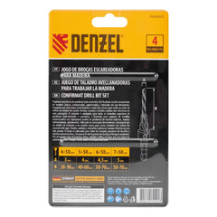 Jogo de Brocas Escareadoras Madeira 3-5mm 4 Peças Denzel
