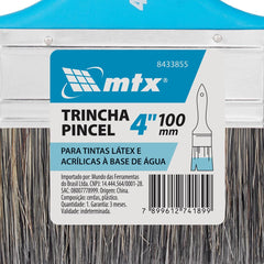 Trincha 4'' Para Tintas Látex E Acrílicas Cerdas Mistas Cabo Plástico MTX