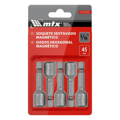 Soquete Magnético Para Parafusadeira 5/16'' L 45mm 5 Peças Aço CrV MTX 1175255