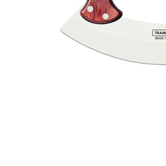 Mezzaluna Tramontina Polywood Lâmina Aço Inox Cabo Madeira Vermelho