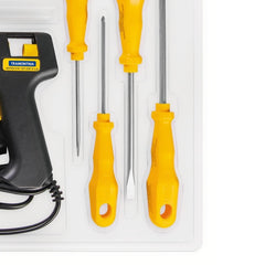 Kit Ferramentas 28 Peças Pistola Cola Quente Chaves Trena Alicates Mini Estilete Manual Tramontina