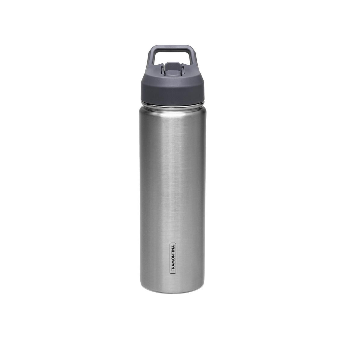 Garrafa Térmica Tramontina 650 Ml Inox Com Canudo Parede Dupla Isolar A Vácuo