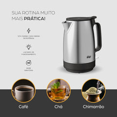 Chaleira Elétrica Wap WCE2 Portátil Aço Inox 1,7 Litros de Capacidade 220V