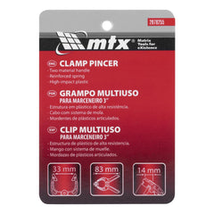 Grampo Multiuso Para Marceneiro 3Pol MTX Com Braçadeira Mola 32mm Plástico Resistente