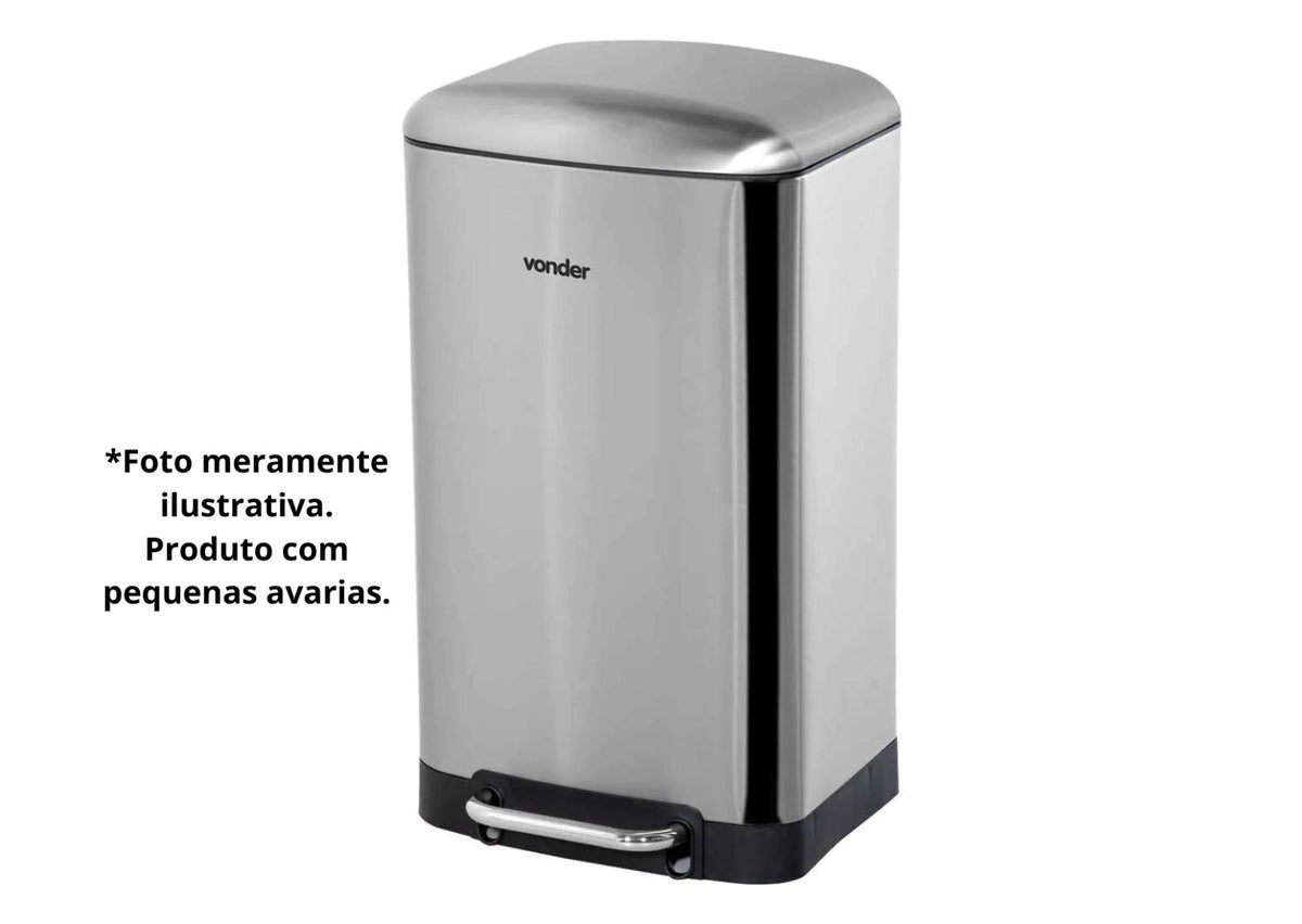OUTLET Lixeira Retangular 30 Litros Inox Vonder Pequenos Amassados
