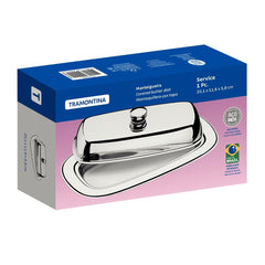 Manteigueira Tramontina Service Retangular Aço Inox Com Tampa Utensílio Elegante Cozinha