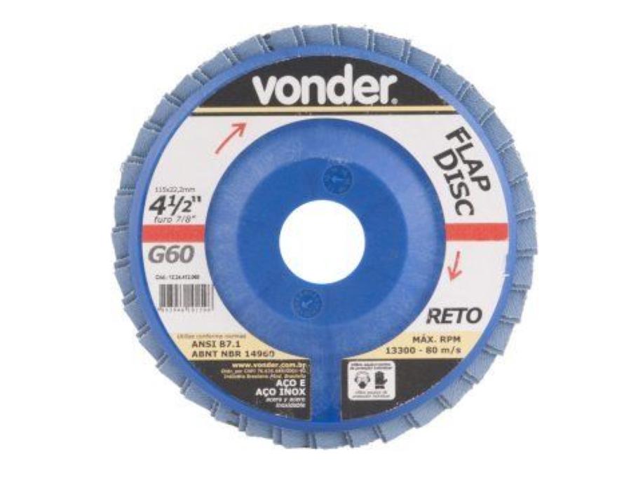 Flap disc 4.1/2" g50 costado pvc reto inox Vonder