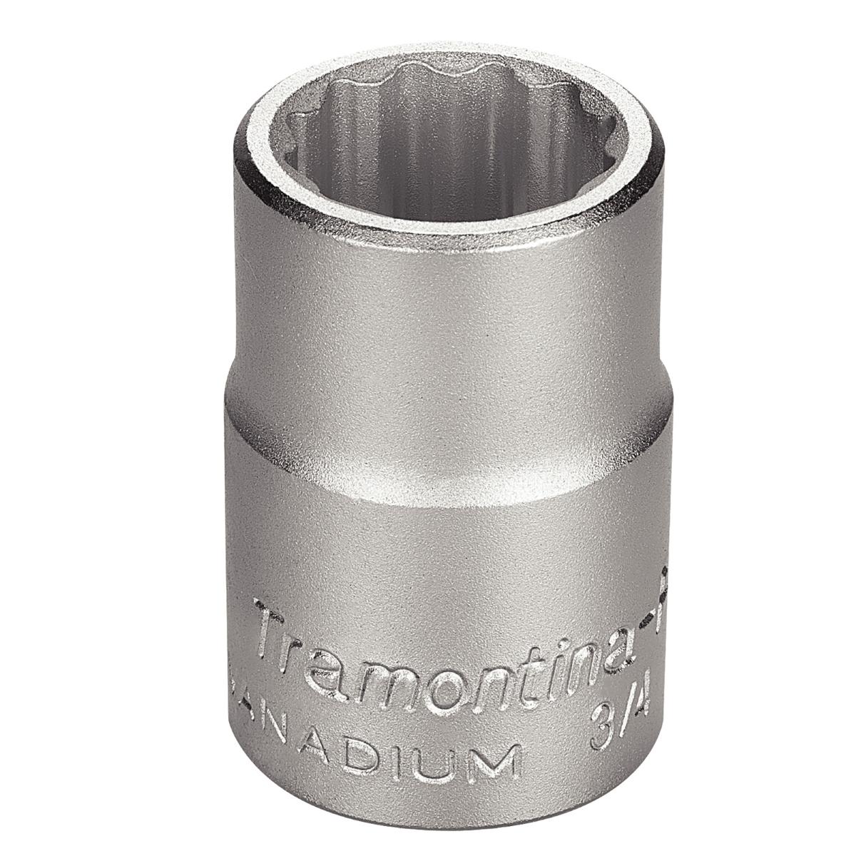 Soquete Estriado 22mm 3/4'' Cromado Aço Cromo Vanádio DIN 3124 Ideal Para Reparos Tramontina PRO