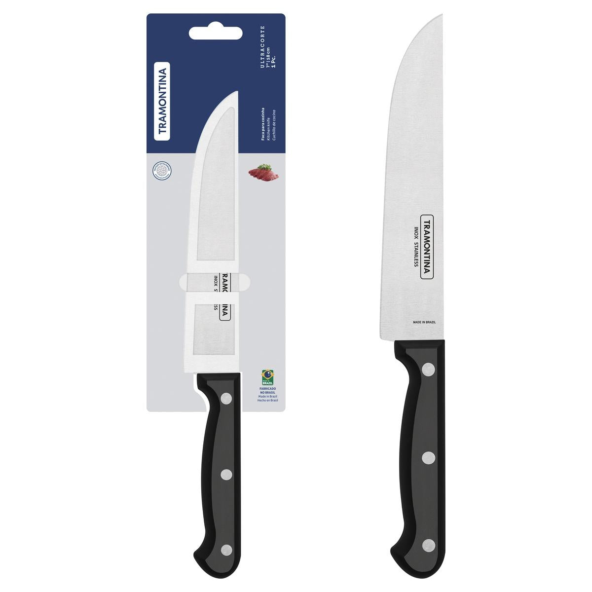 Faca Para Cozinha Tramontina Ultracorte 7 Polegadas Aço Inox Cabo Polipropileno Antimicrobiano