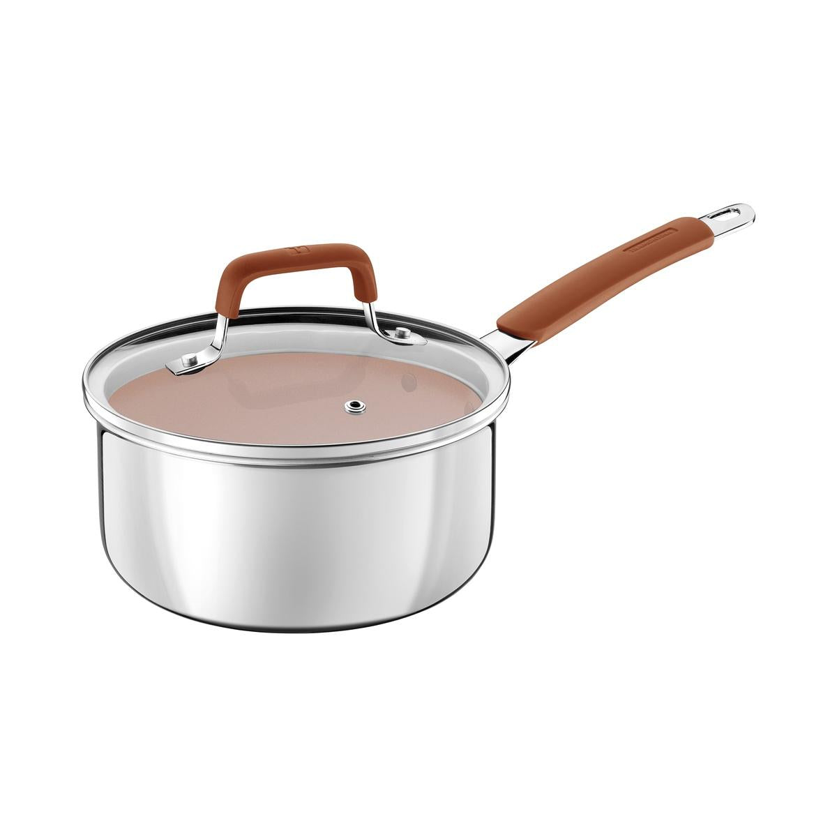 Panela Tramontina Romagna Aço Inox E Alumínio Revestimento Cerâmico Marfim 18 cm 2,25 L Indução