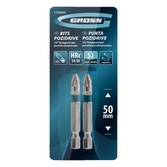 Bit Para Parafusadeira PZ2 50mm Aço 2 Peças Gross
