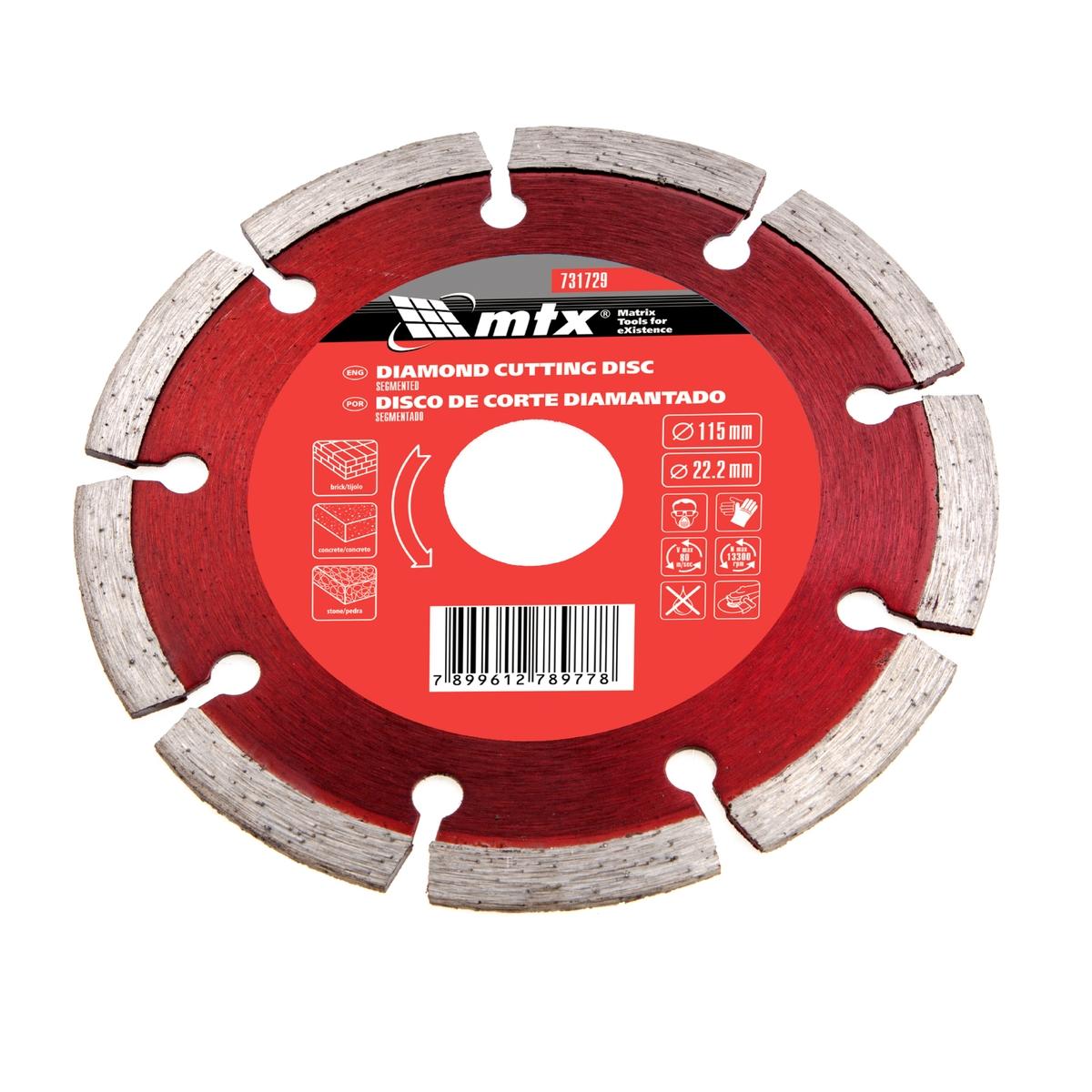 Disco de Corte Diamantado Segmentado 115 X 22,2 Mm Corte a Seco Profissional MTX