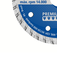 Disco de Corte Diamantado 80m/s 14.000rpm 4,3/8 20-16mm Porcelanato Resistência Alta Tramontina MASTER