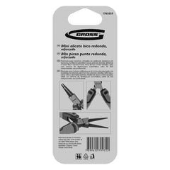 Mini Alicate Redondo Reforçado Fosfatizado 127mm Gross 1783555 Para Eletrônica E Joalheria