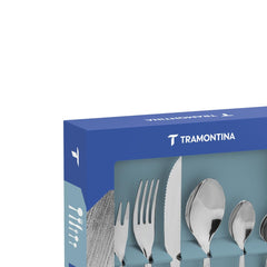 Faqueiro Tramontina Cosmos 30 Peças Aço Inox Com Facas De Churrasco Brilho E Fosco