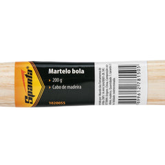 Martelo Bola Cabo De Madeira 200g Aço 45 Endurecido Para Reparos E Modelagem