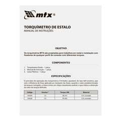 Torquímetro de Estalo 1/2" 70-350Nm Aço Cromo Vanádio MTX 141629