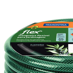 Mangueira Flex Verde 10 m PVC 3 Camadas 10 Bar 145 Psi 50°C Engate Rosqueado Esguicho Regulável Tramontina