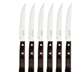 Faqueiro Tramontina Polywood 24 Peças Aço Inox Cabos Madeira Tratada Castanho Resistente Lavável