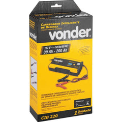 Carregador Inteligente Bateria 30-200Ah 6/12V 127V Vonder CIB220 Carregamento Seguro e Completo