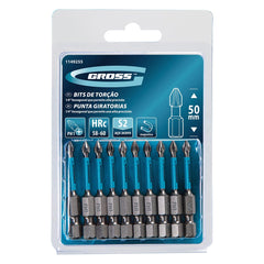 Bits Torção Ph1 Para Ferramentas De Impacto 50mm 10pçs Aço S2 58-60 HRC Gross