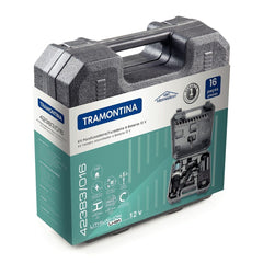 Parafusadeira/Furadeira 12V Tramontina à Bateria 16 Peças Íons de Lítio 1.3Ah Torque 15Nm Velocidade 900rpm