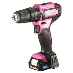 Parafusadeira Furadeira Impacto 12V Rosa 10Mm Sem Fio 2 Baterias Carregador Maleta HP333DWYEP Makita