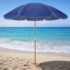 Guarda-Sol Praia Piscina Jardim Varanda Caioba 2,40m Azul Marinho Bel Haste Madeira