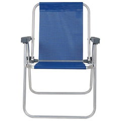 Cadeira de Praia Alta Lazy em Alumínio Azul Bel Capacidade de 110kg Dobrável