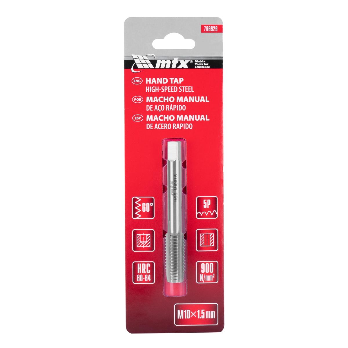 Macho Manual Aço Rápido M10 x 1,5mm HSS P6M5 Precisão Rosqueamento Interno