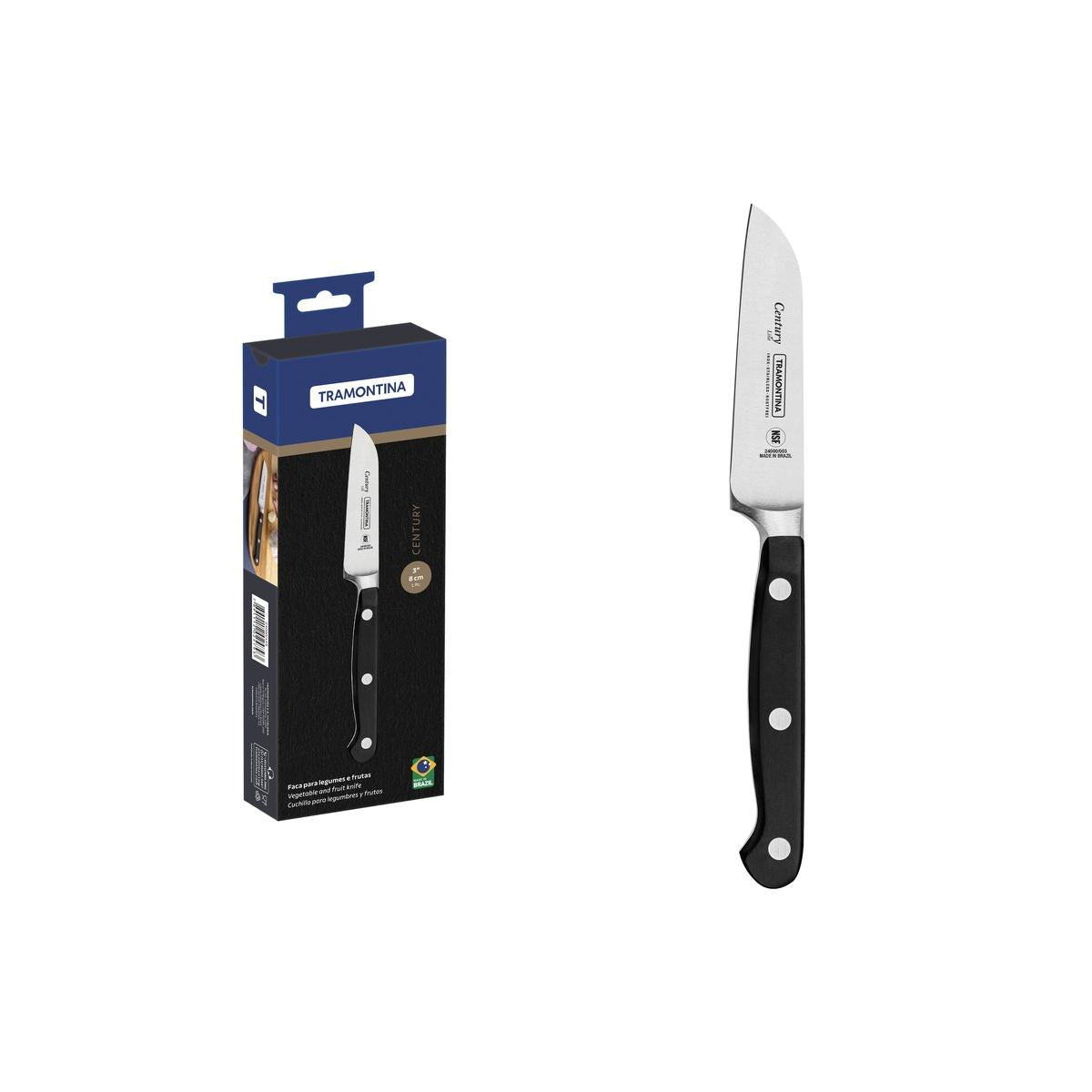 Faca Para Legumes E Frutas Tramontina Century Aço Inox 3 Polegadas Policarbonato