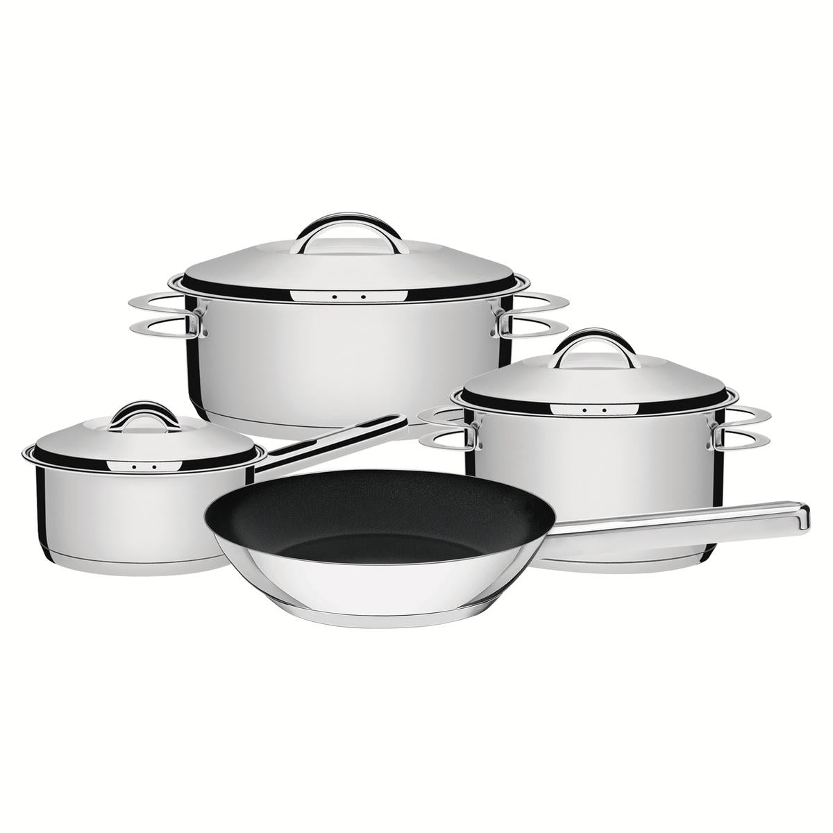 Jogo De Panelas Tramontina Solar Aço Inox Fundo Triplo 4 Peças Indução E Forno 260°C