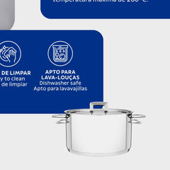Caçarola Tramontina Brava Rasa Aço Inox Fundo Triplo 20 Cm 2,9 L Tampa Plana Indução Forno 260°C