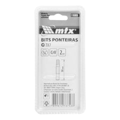Bits Torx T7 Cromo Vanádio 50mm 2pcs MTX 1/4'' Aço CrV Alta Durabilidade