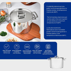 Caldeirão Tramontina Brava Aço Inox Fundo Triplo 24 Cm 7,7 L Indução