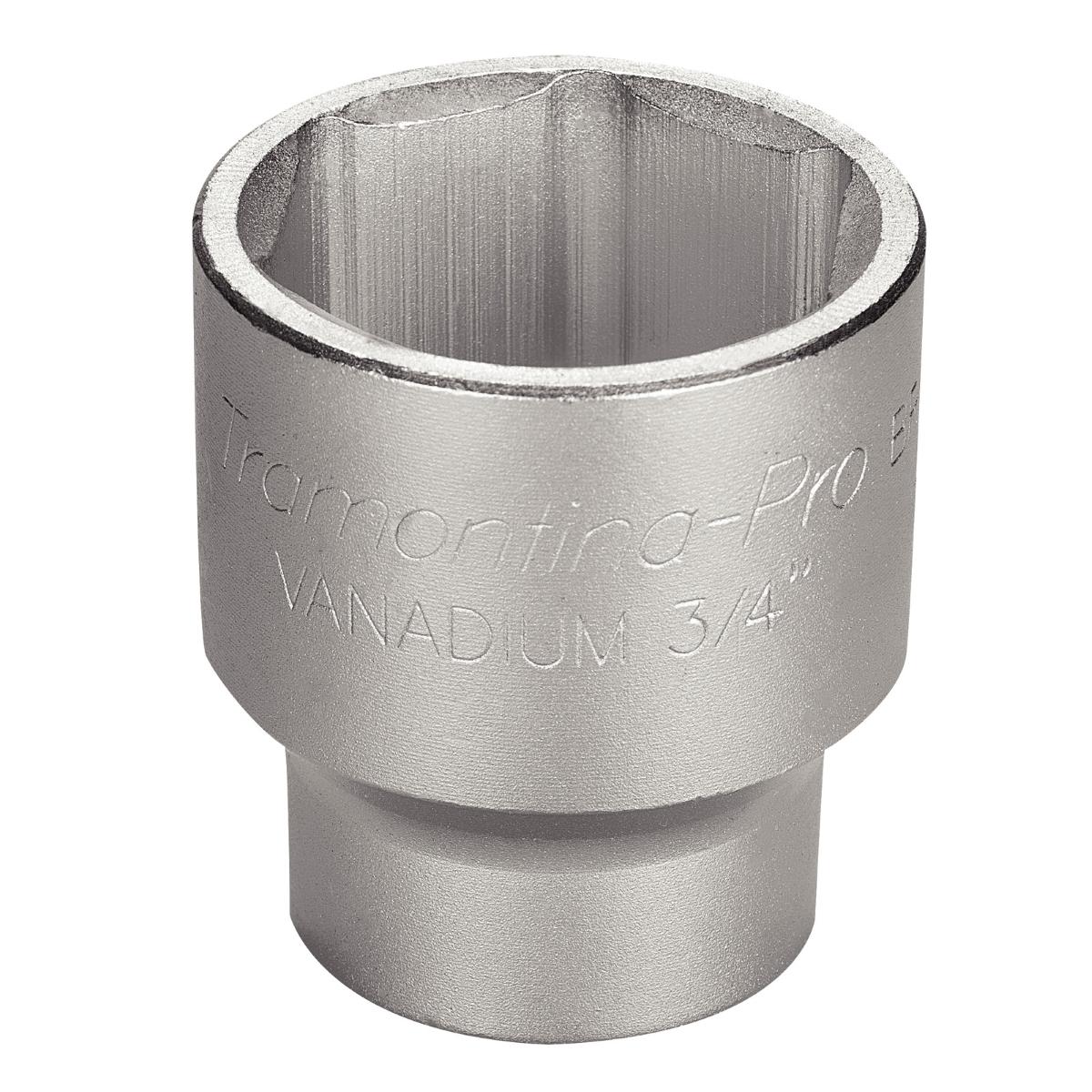 Soquete Sextavado 50mm 3/4'' Aço Cromo Vanádio Acabamento Cromado Norma DIN 3124 Tramontina PRO